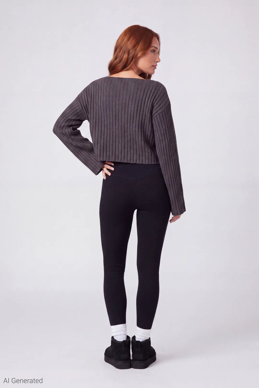 High Rise Seamless Ribbed Fleece Lined Legging