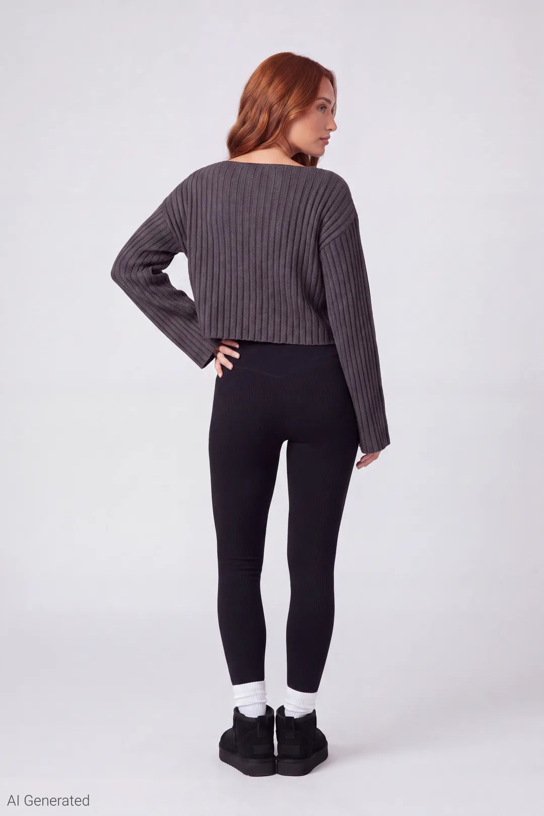 High Rise Seamless Ribbed Fleece Lined Legging