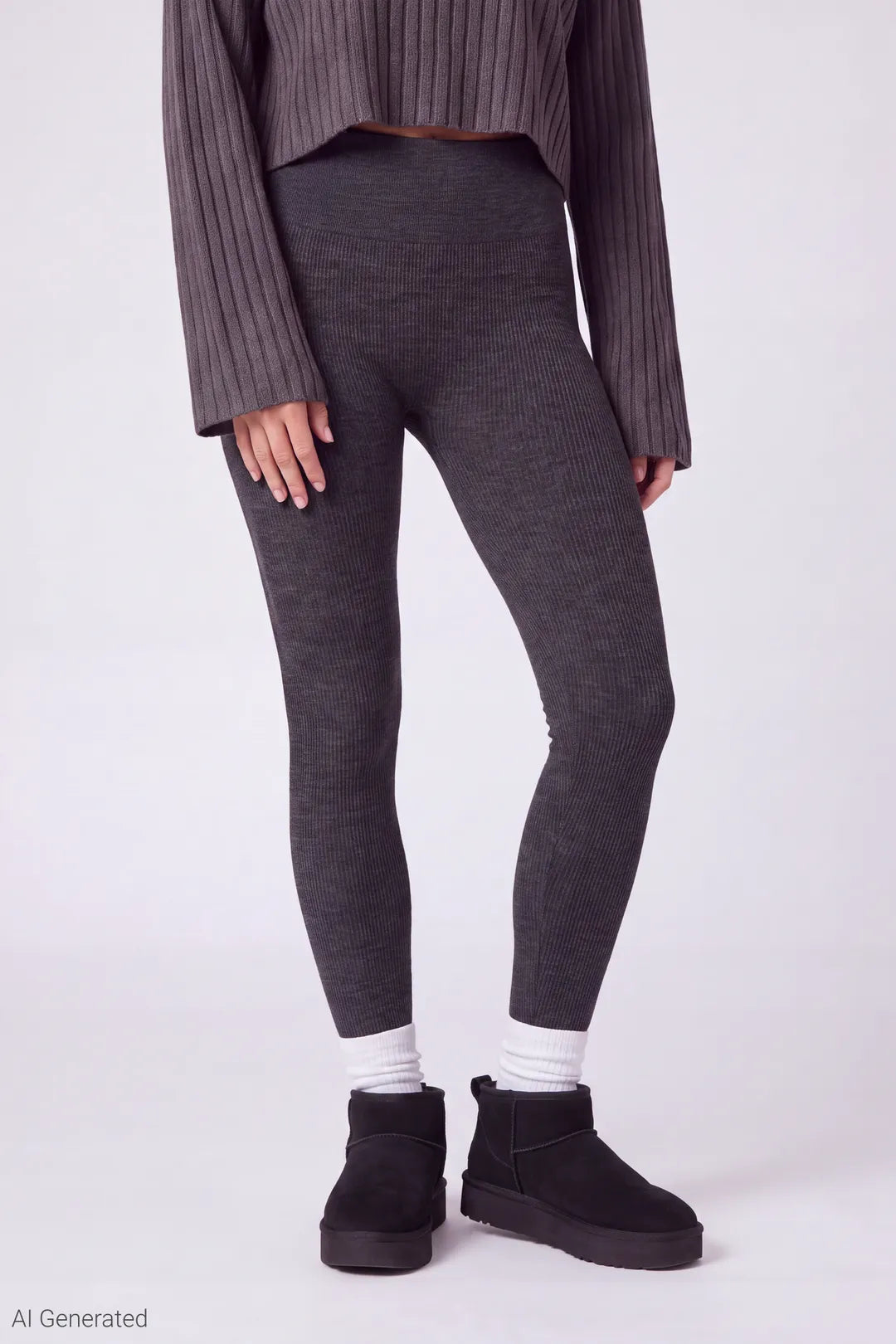 High Rise Seamless Ribbed Fleece Lined Legging