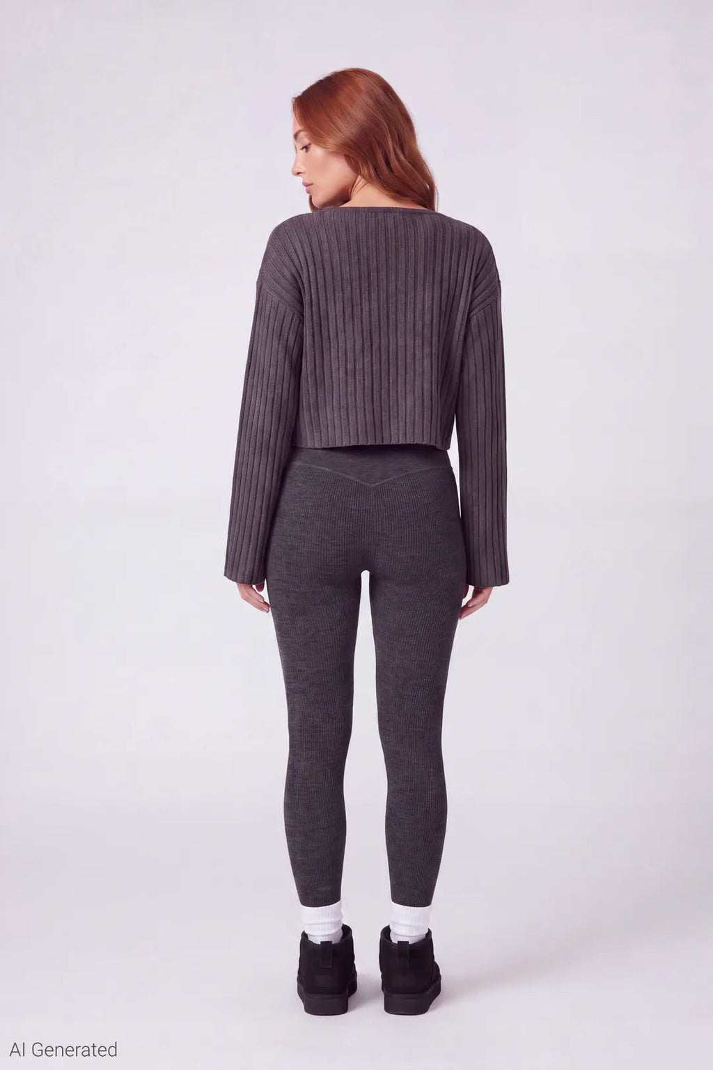 High Rise Seamless Ribbed Fleece Lined Legging
