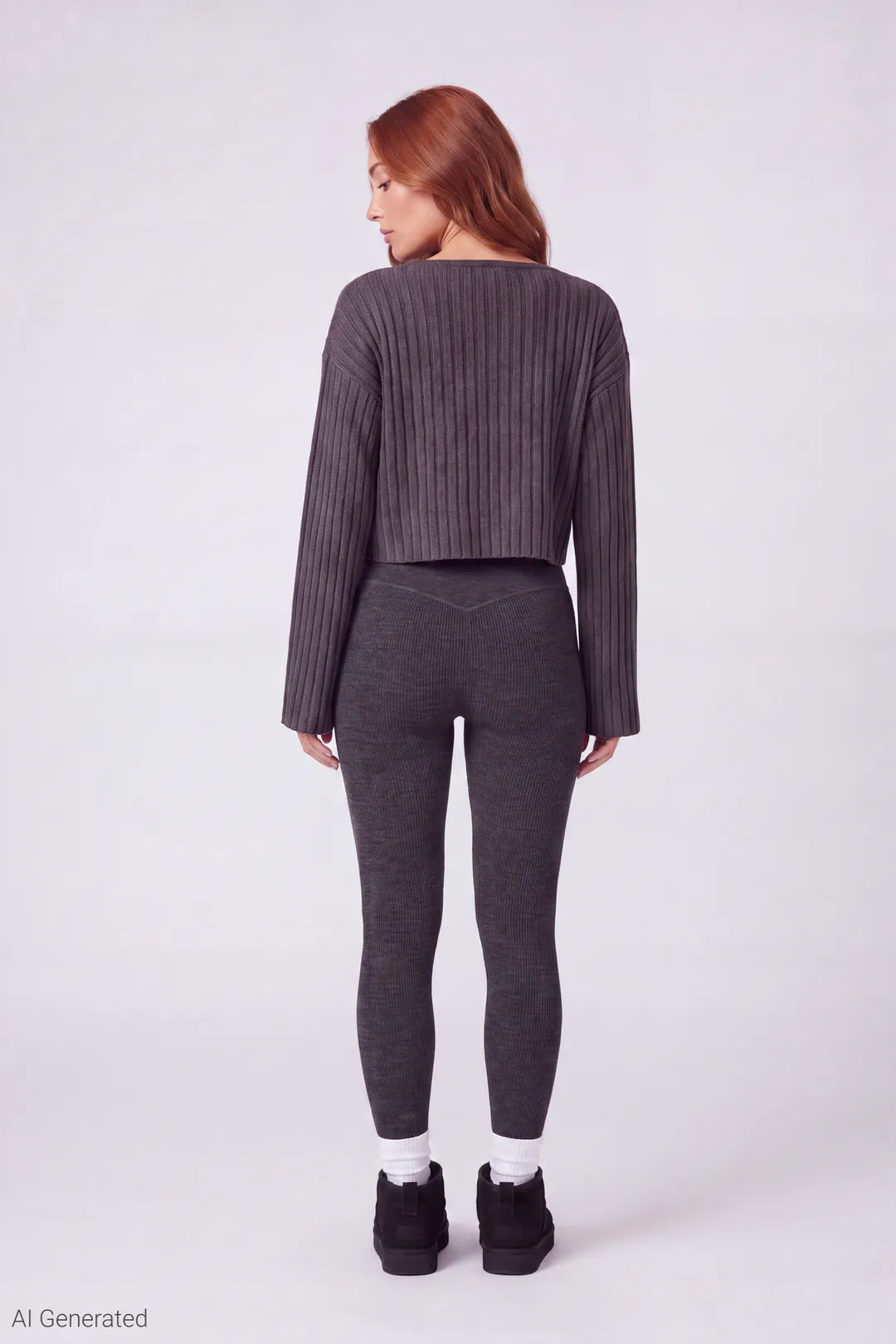 High Rise Seamless Ribbed Fleece Lined Legging