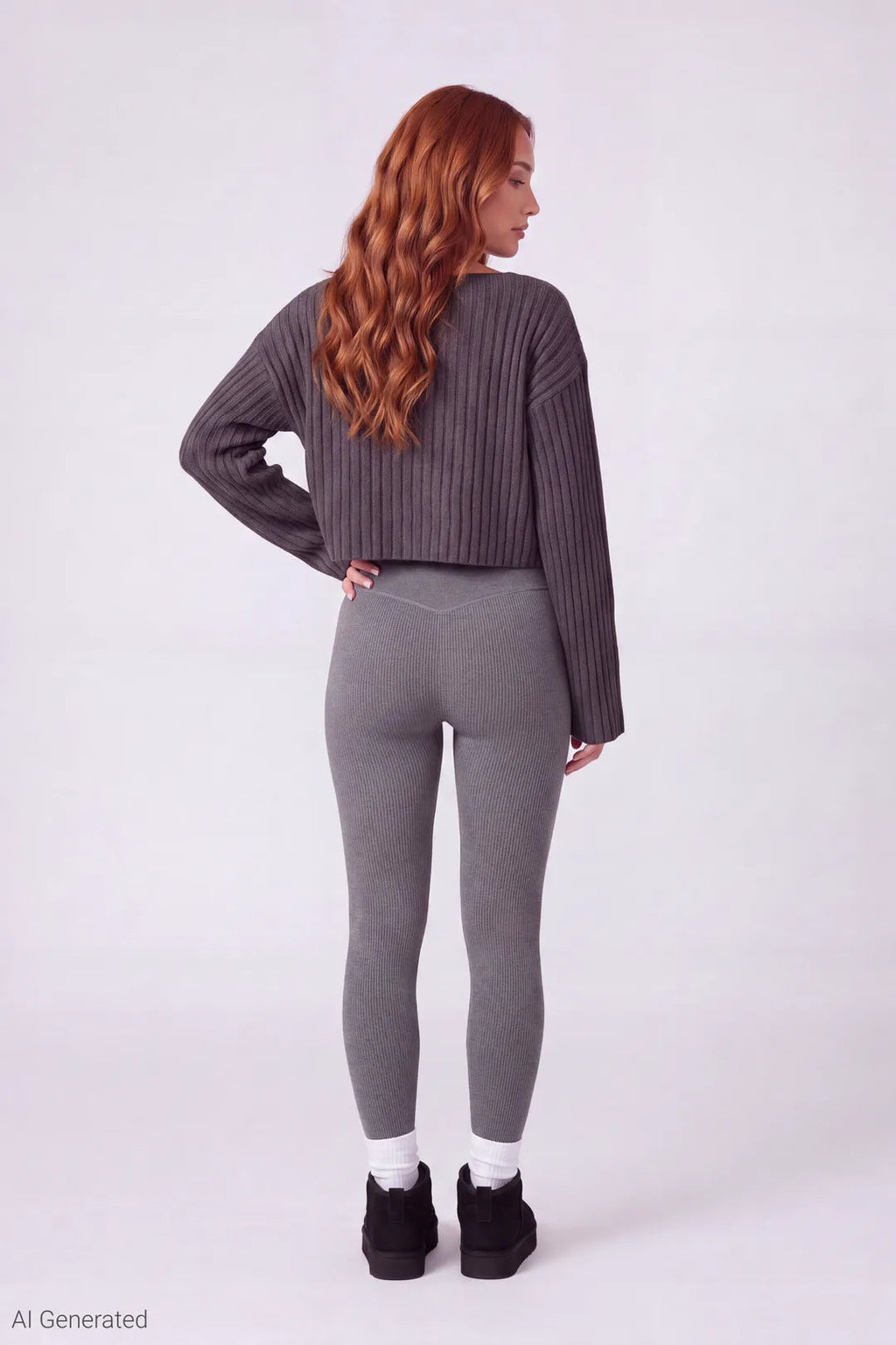 High Rise Seamless Ribbed Fleece Lined Legging