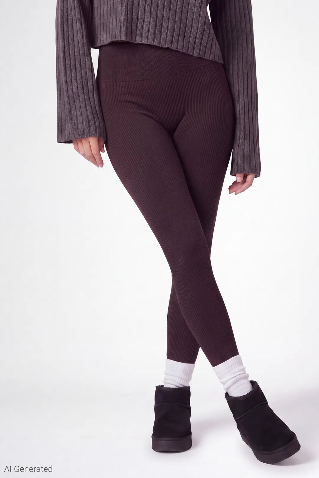 High Rise Seamless Ribbed Fleece Lined Legging