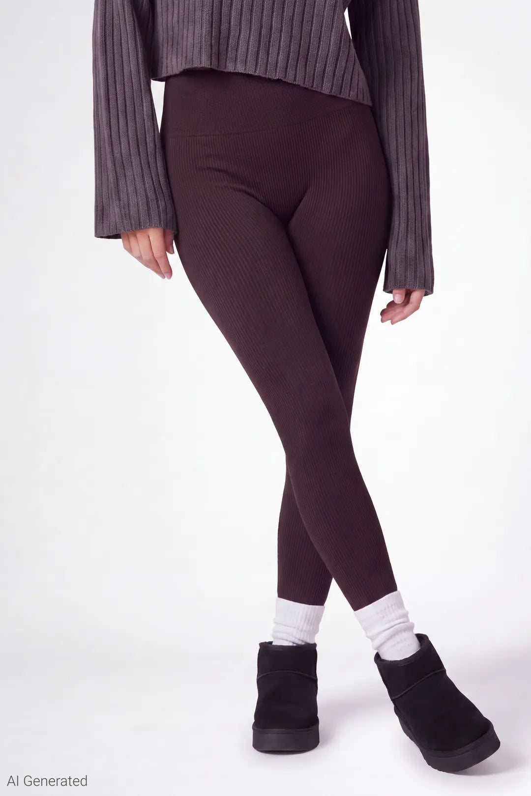High Rise Seamless Ribbed Fleece Lined Legging