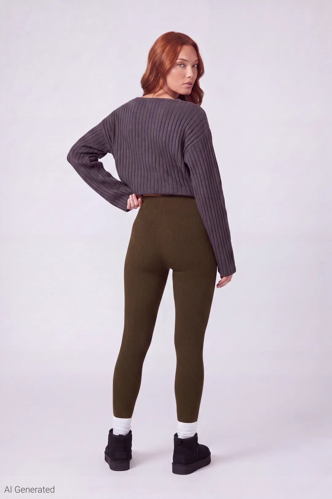 High Rise Seamless Ribbed Fleece Lined Legging