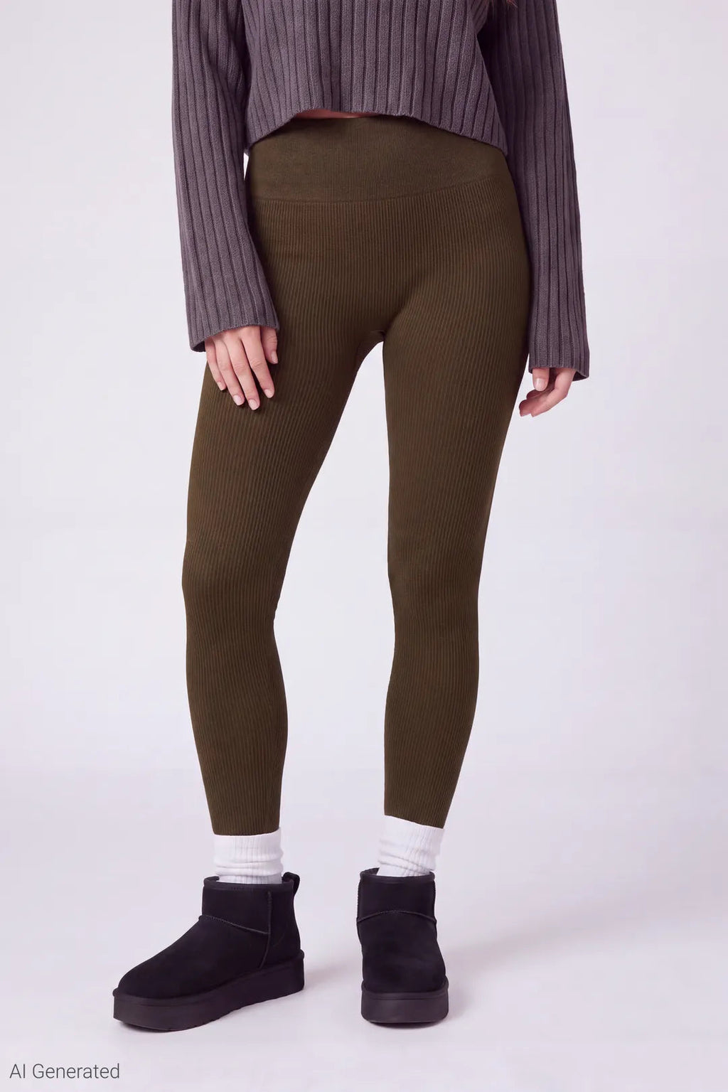High Rise Seamless Ribbed Fleece Lined Legging