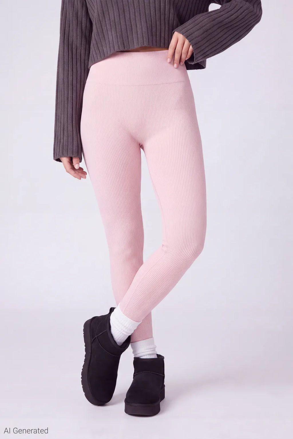 High Rise Seamless Ribbed Fleece Lined Legging
