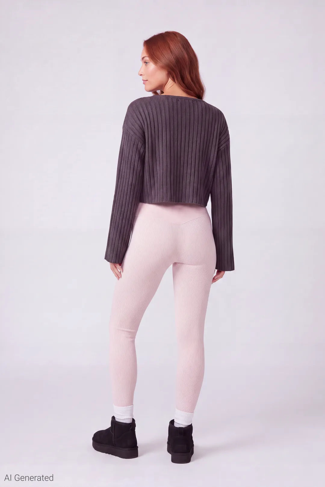 High Rise Seamless Ribbed Fleece Lined Legging
