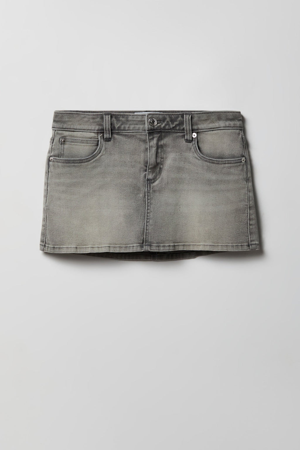 Stretch Low Rise Micro Mini Denim Skort