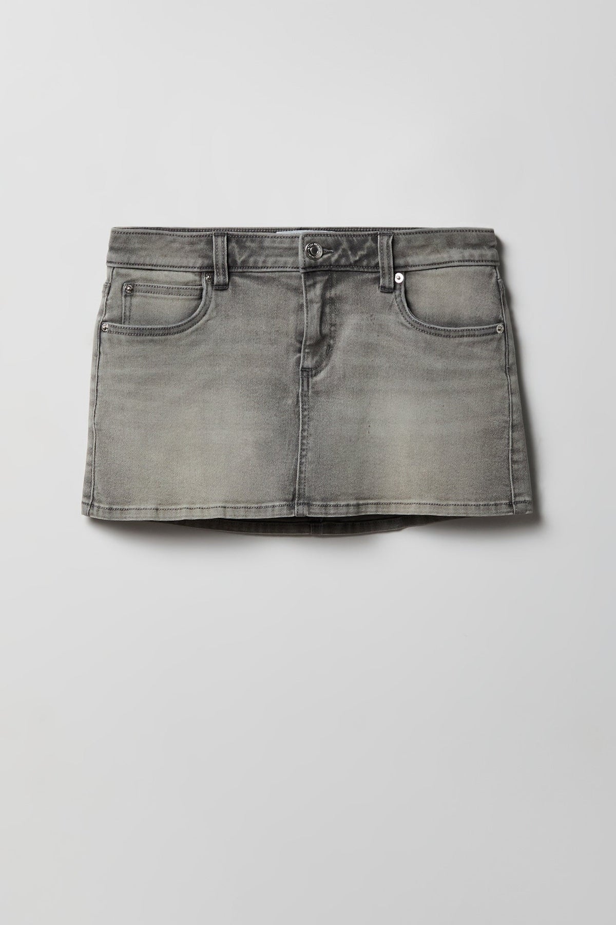 Stretch Low Rise Micro Mini Denim Skort