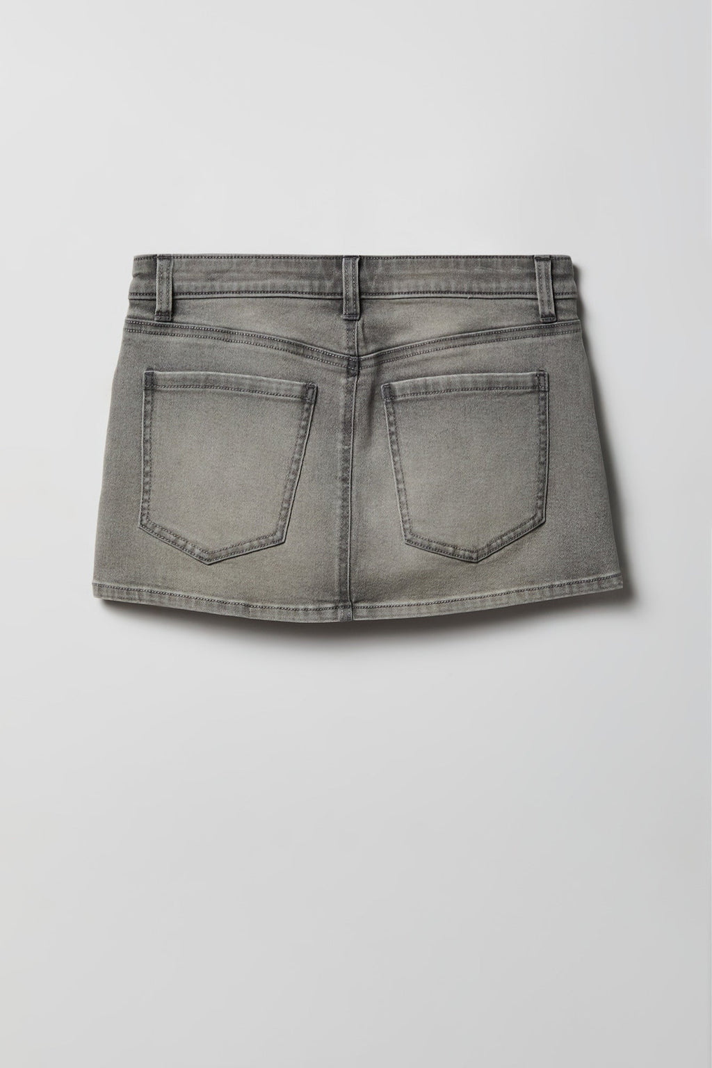 Stretch Low Rise Micro Mini Denim Skort