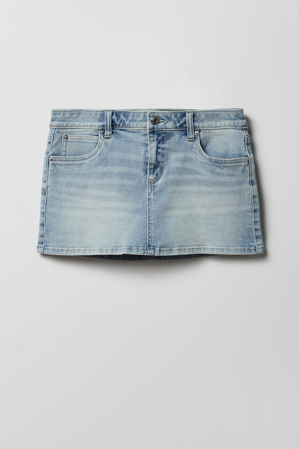 Stretch Low Rise Micro Mini Denim Skort