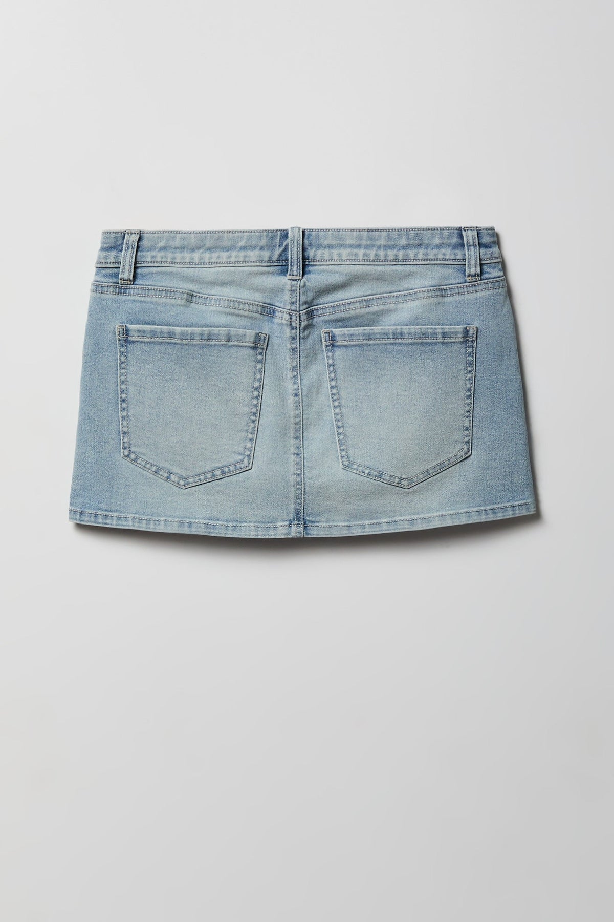 Stretch Low Rise Micro Mini Denim Skort
