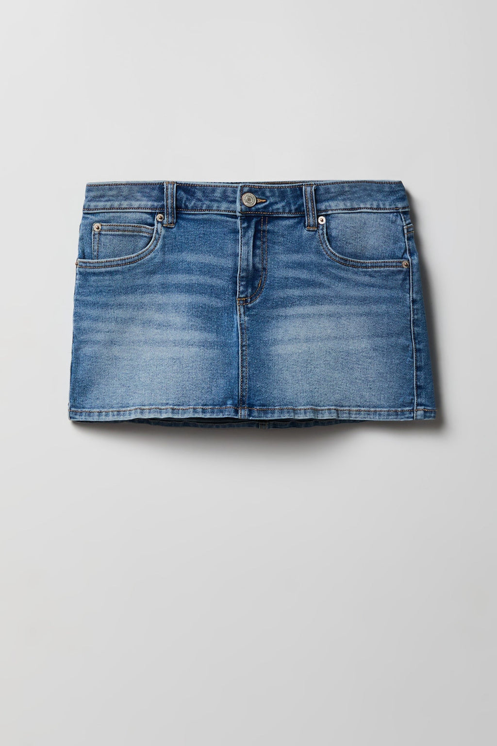 Stretch Low Rise Micro Mini Denim Skort