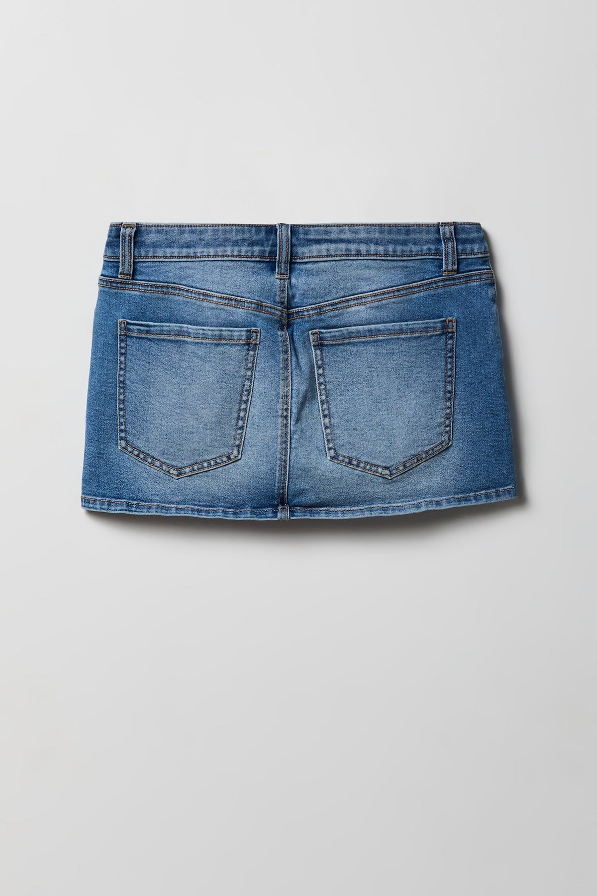 Stretch Low Rise Micro Mini Denim Skort