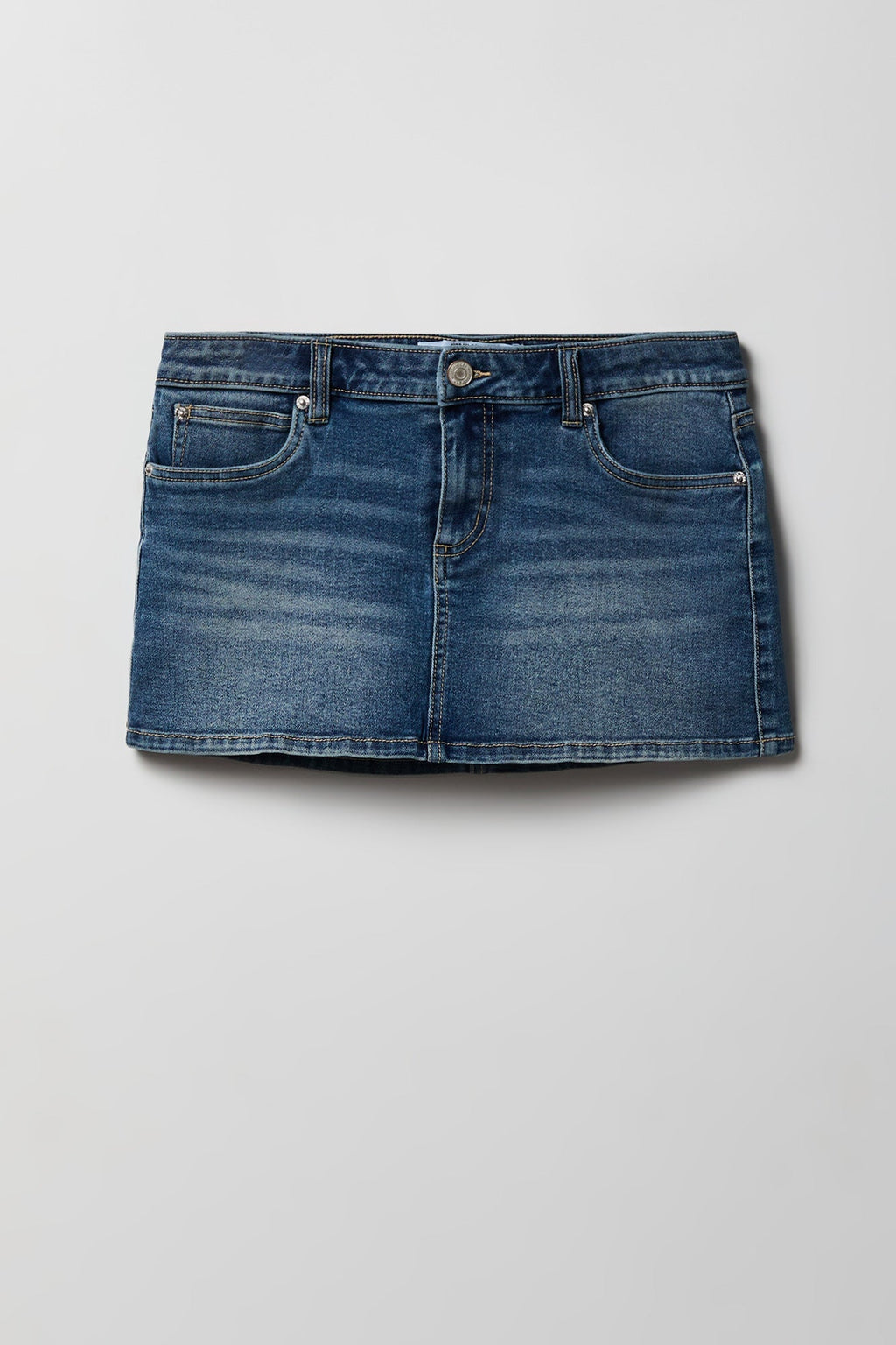 Stretch Low Rise Micro Mini Denim Skort