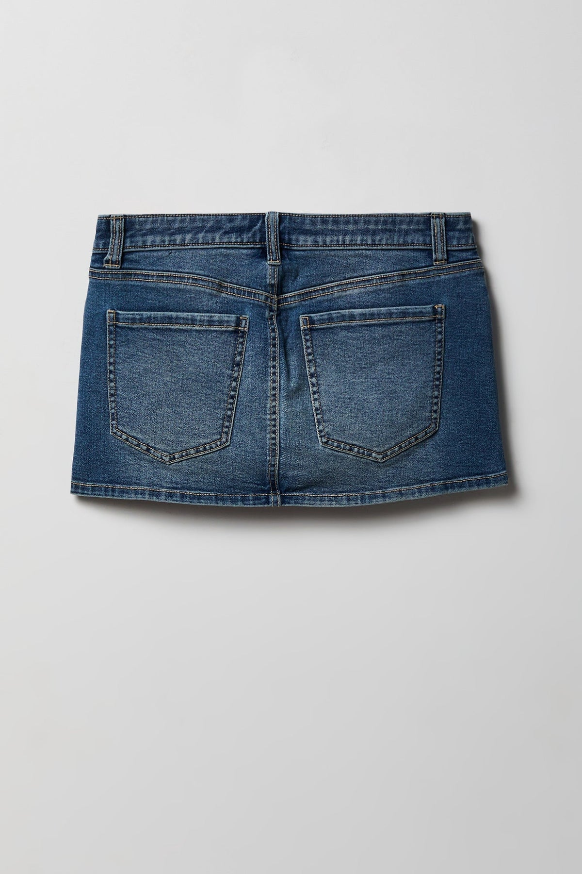 Stretch Low Rise Micro Mini Denim Skort