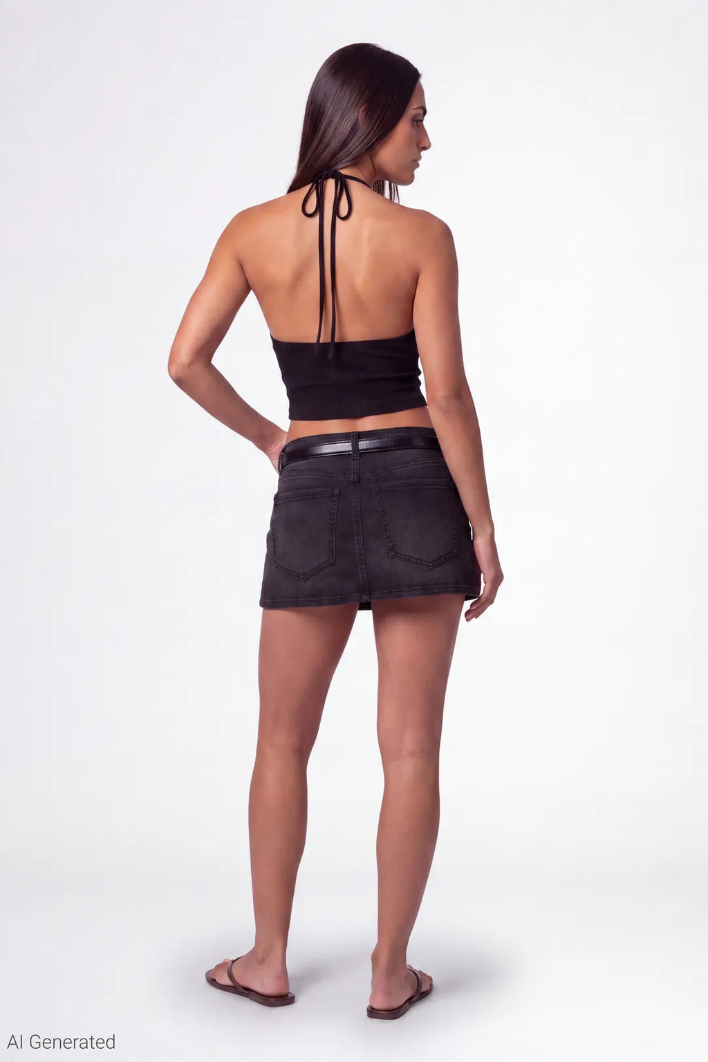 Stretch Low Rise Belted Mini Skort