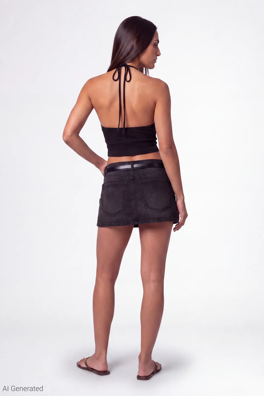 Stretch Low Rise Belted Mini Skort