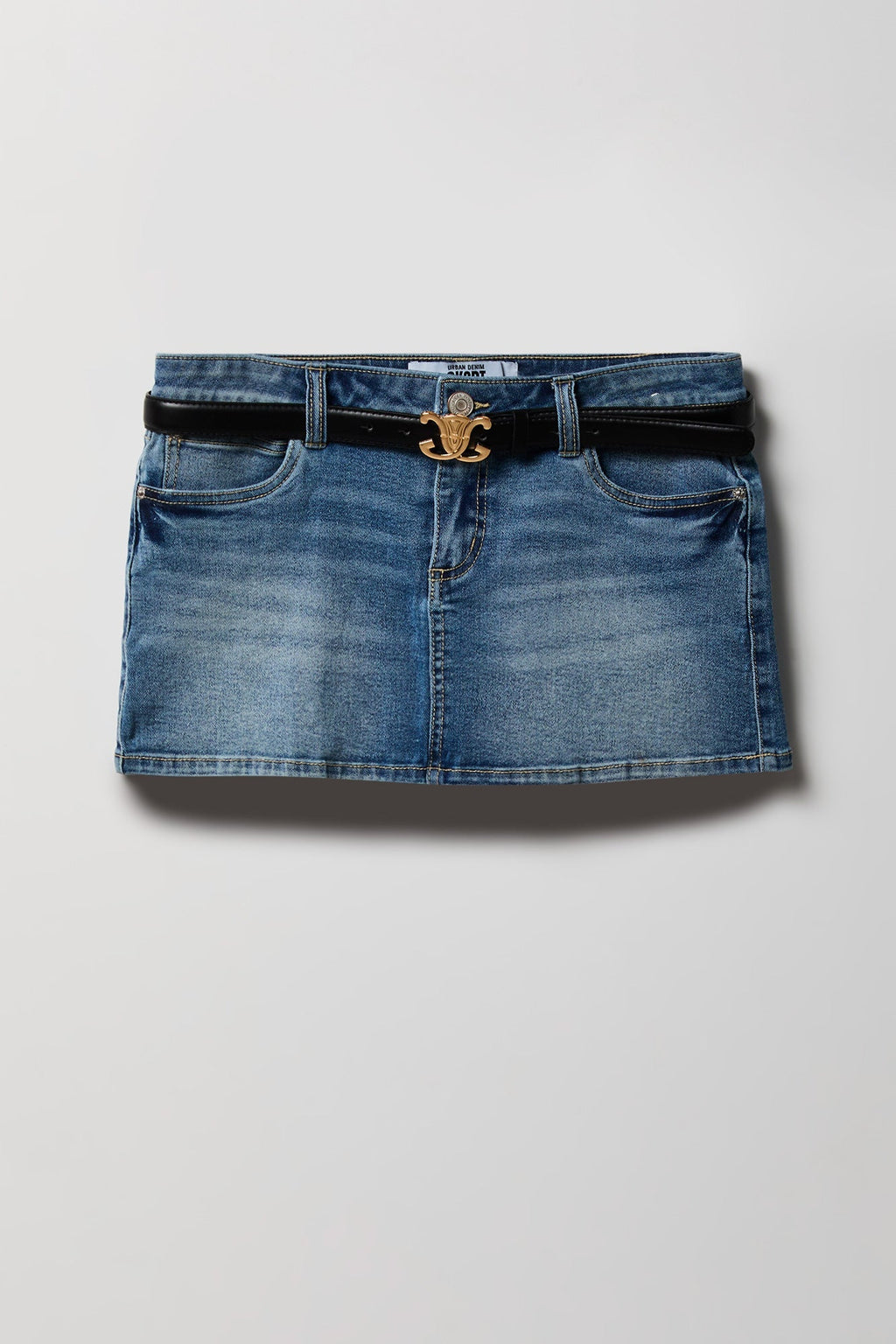 Stretch Low Rise Belted Mini Skort