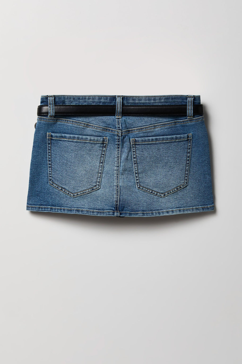 Stretch Low Rise Belted Mini Skort