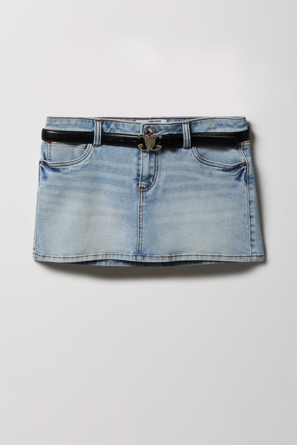 Stretch Low Rise Belted Mini Skort