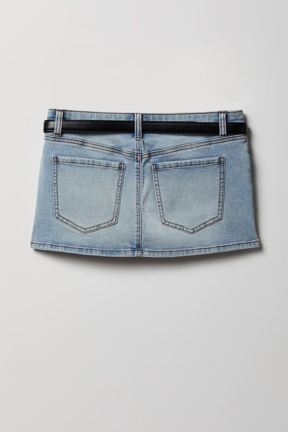 Stretch Low Rise Belted Mini Skort
