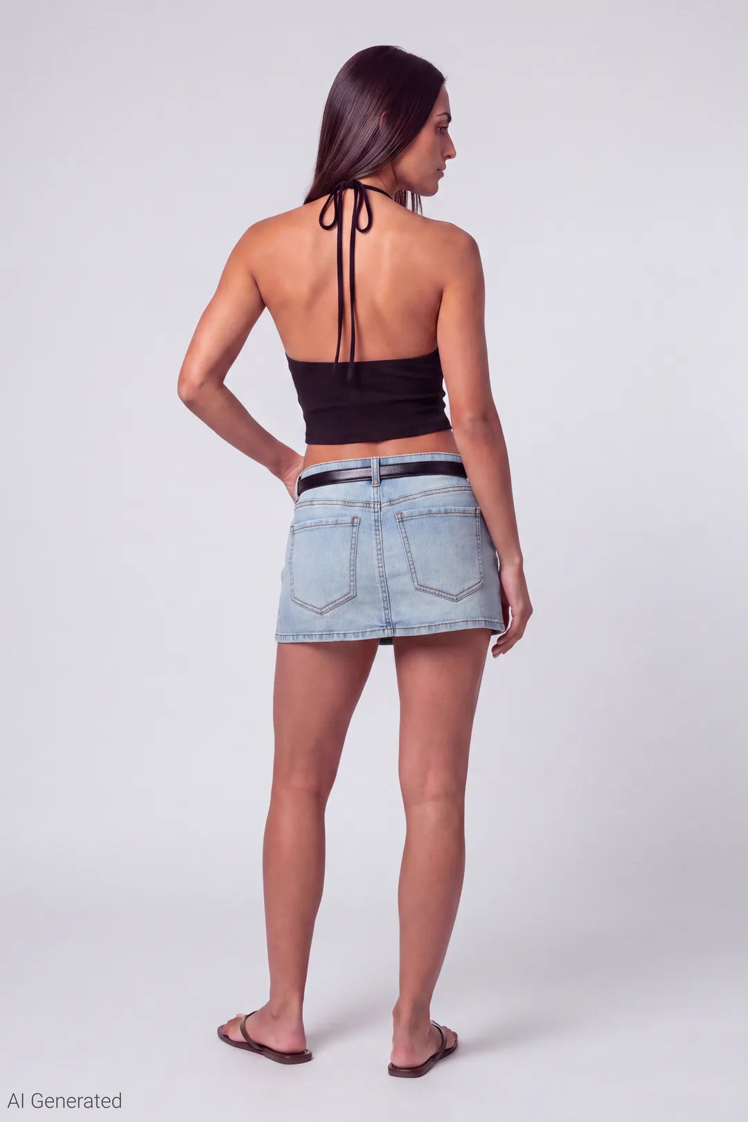 Stretch Low Rise Belted Mini Skort