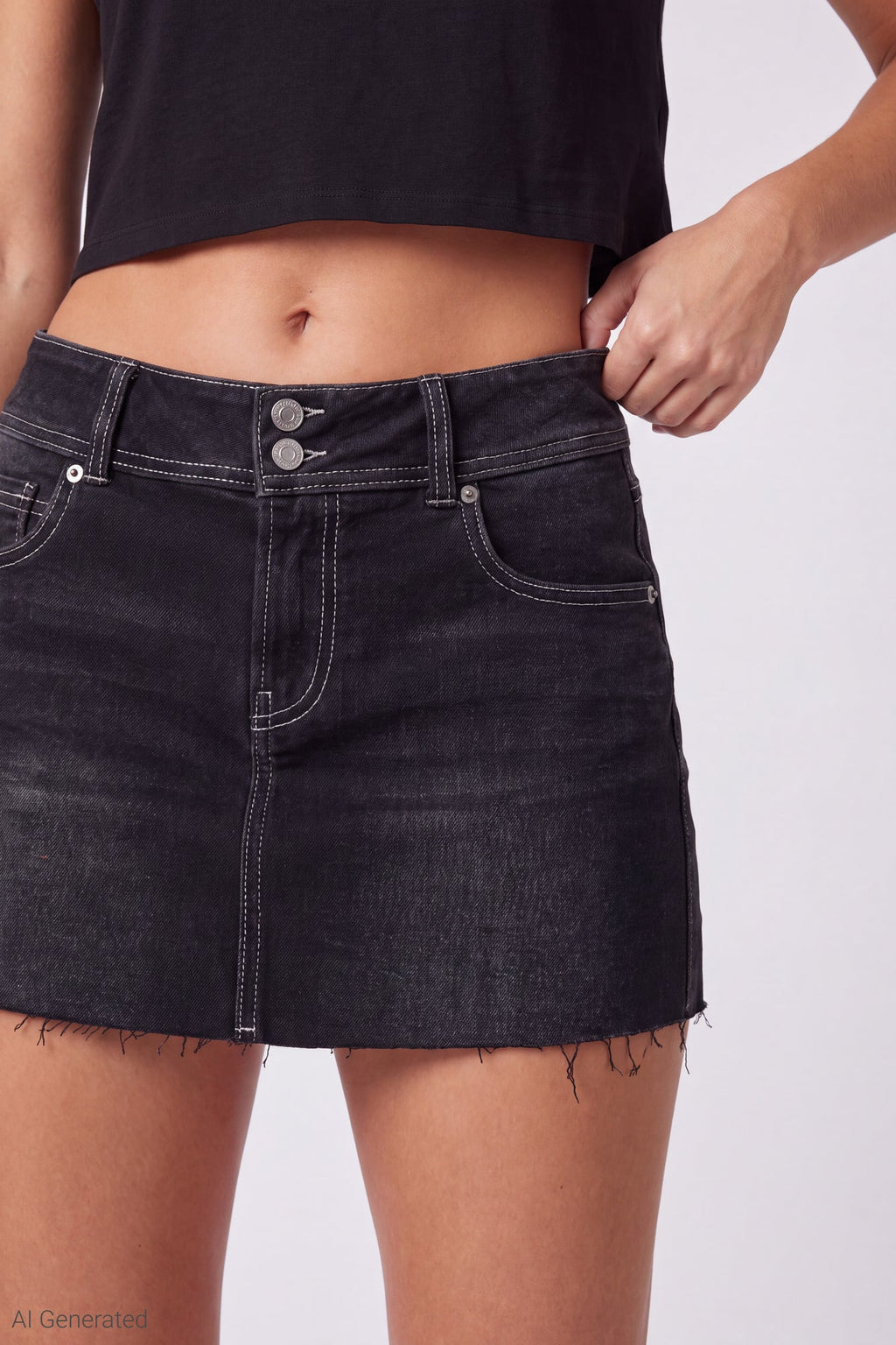 Stretch Denim Micro Mini Skort