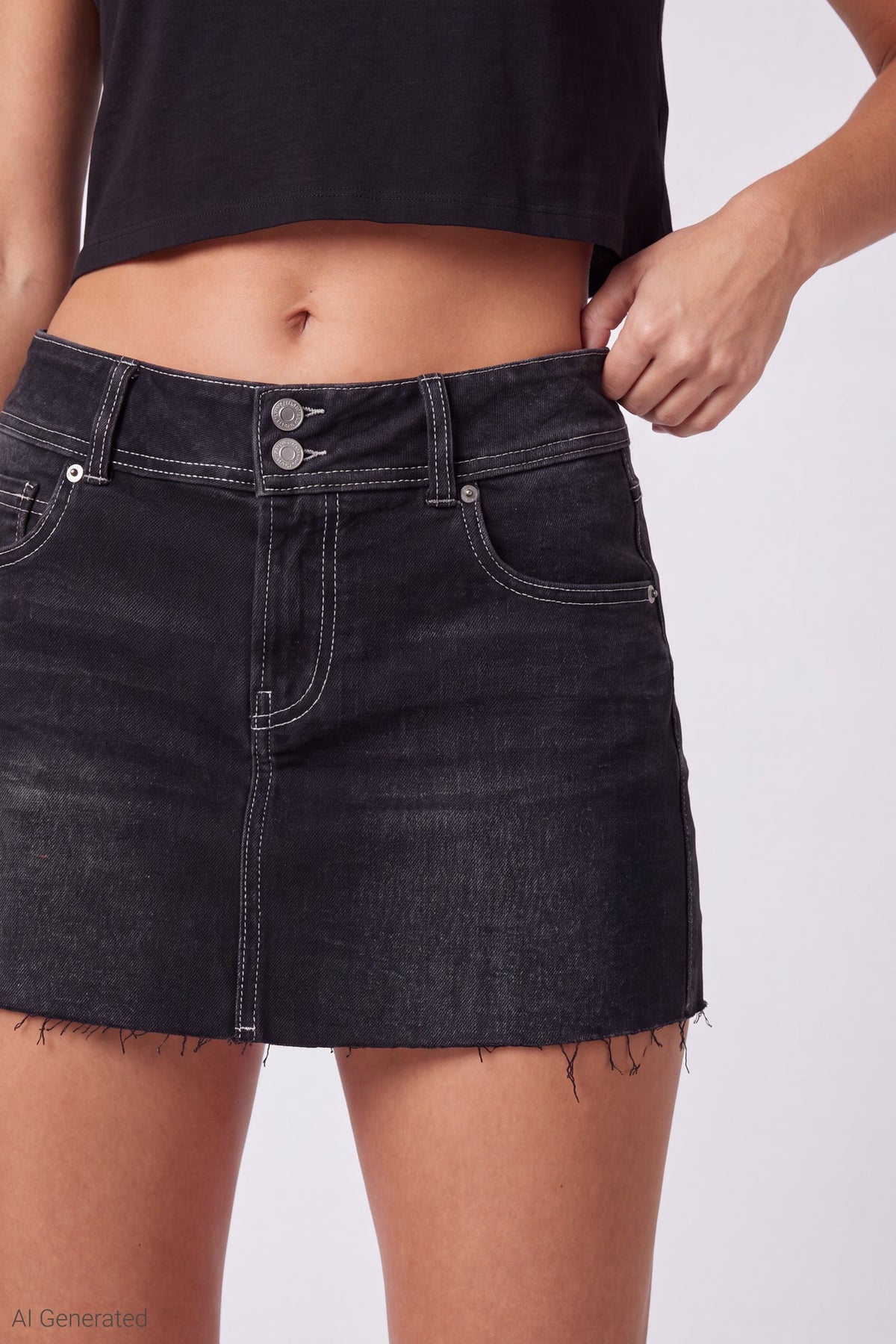 Stretch Denim Micro Mini Skort
