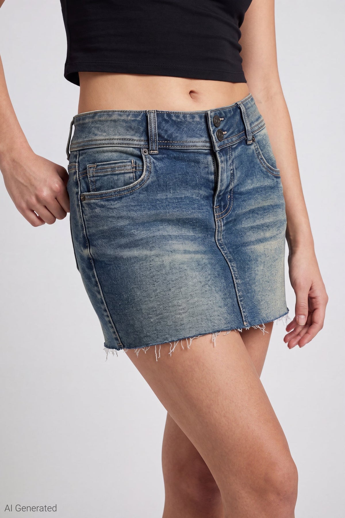 Stretch Denim Micro Mini Skort
