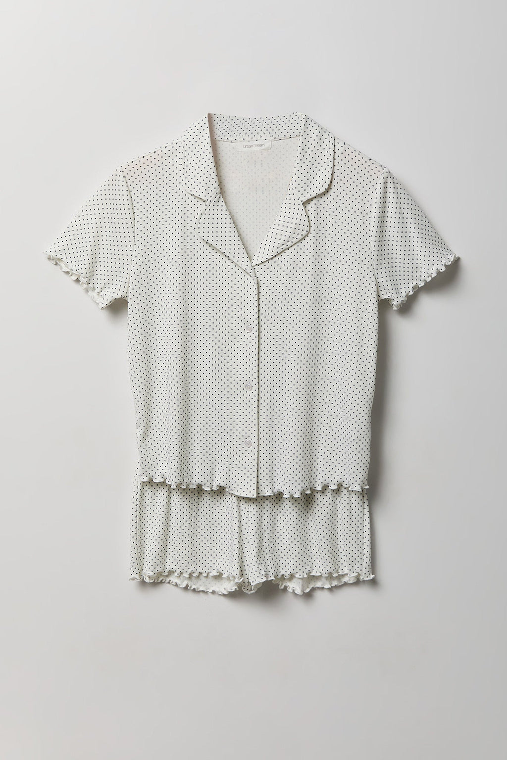 Pointelle Button-Up Top & Short Pajama Set