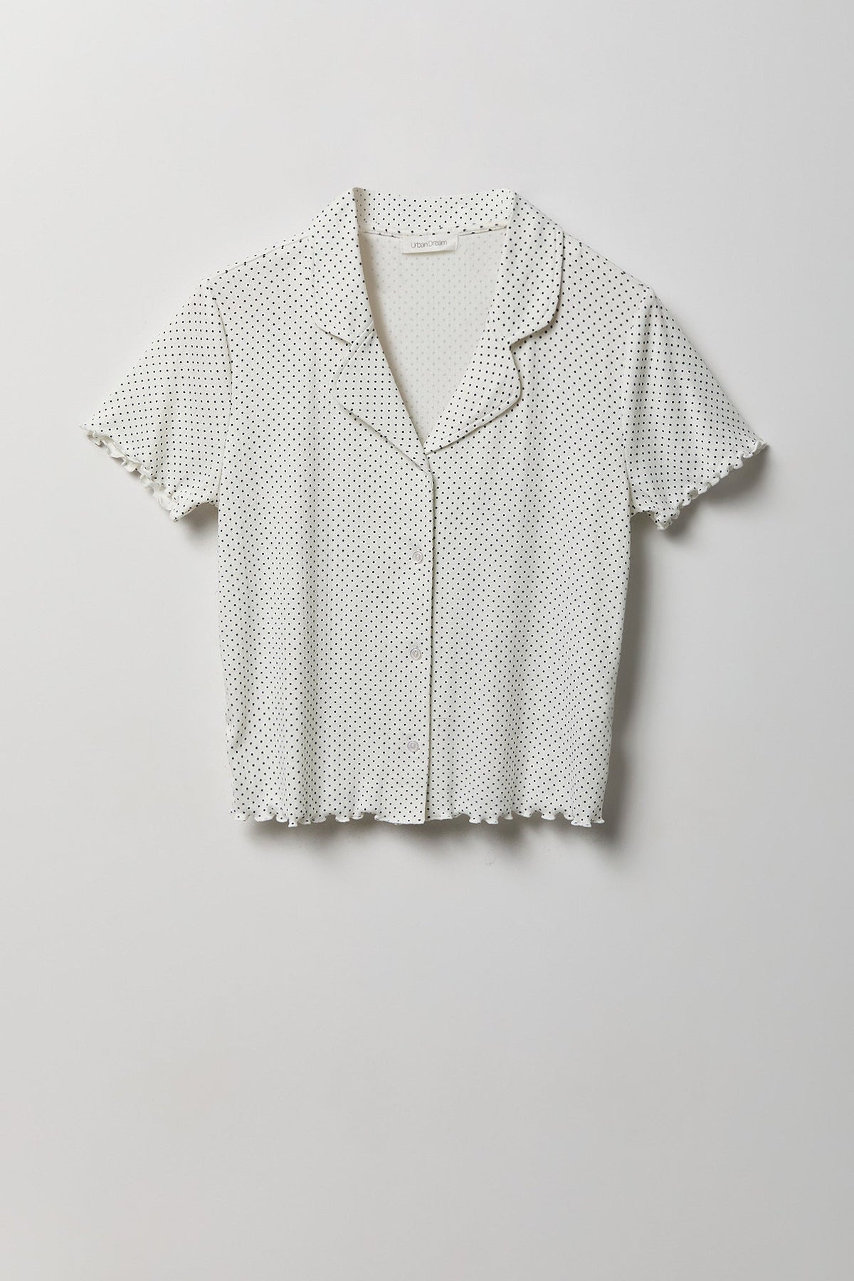 Pointelle Button-Up Top & Short Pajama Set