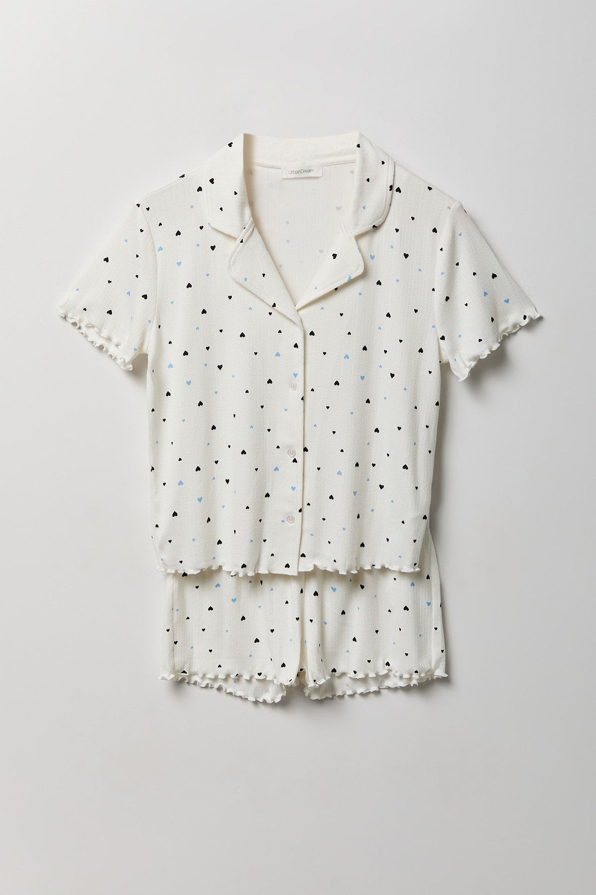 Pointelle Button-Up Top & Short Pajama Set