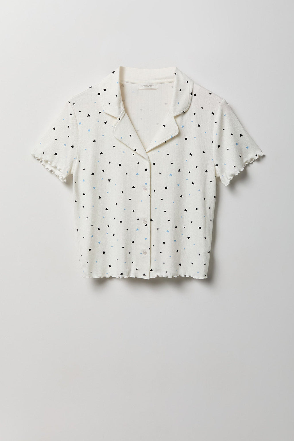 Pointelle Button-Up Top & Short Pajama Set