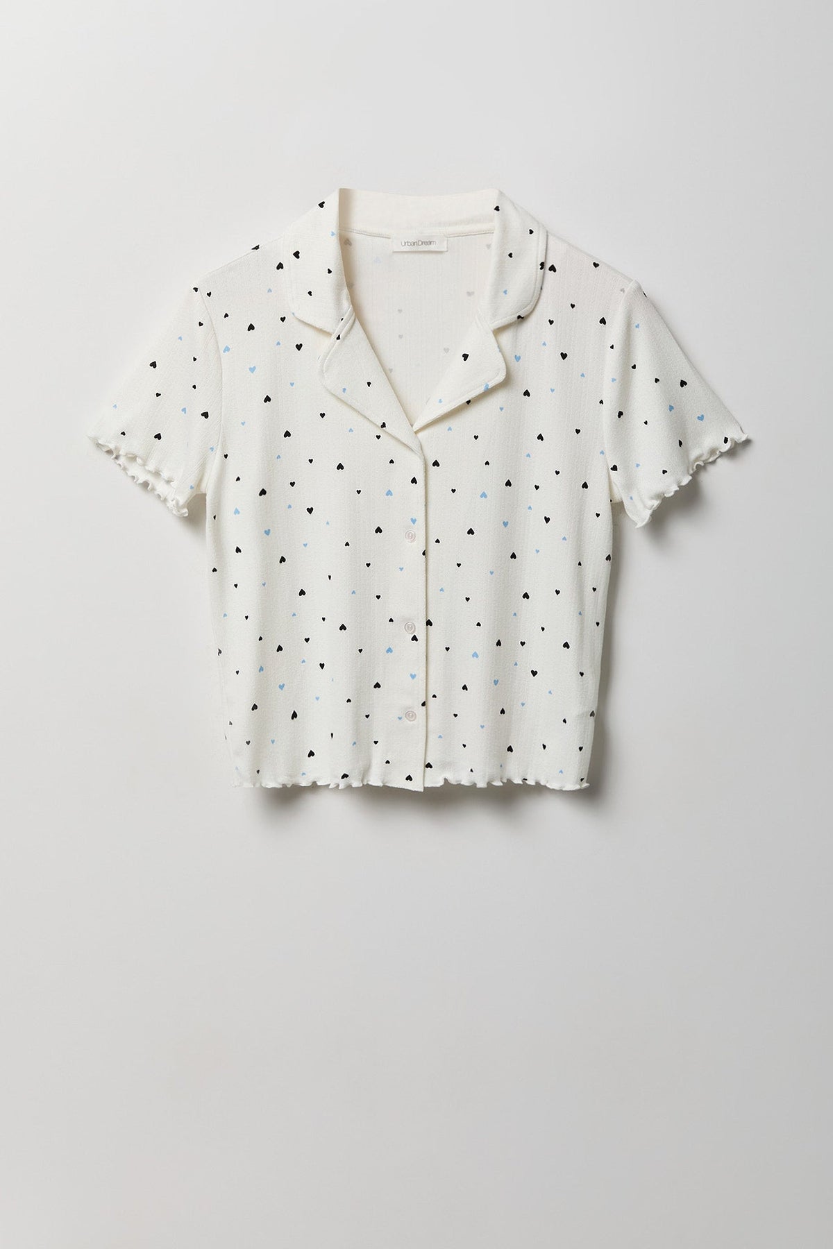 Pointelle Button-Up Top & Short Pajama Set