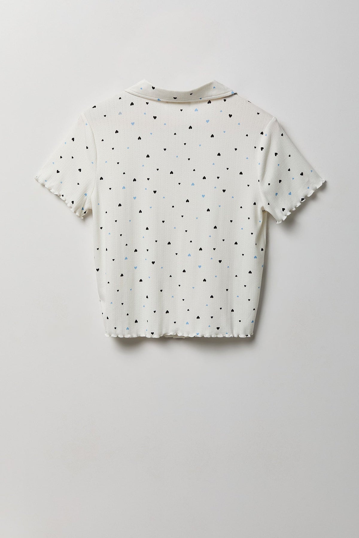 Pointelle Button-Up Top & Short Pajama Set
