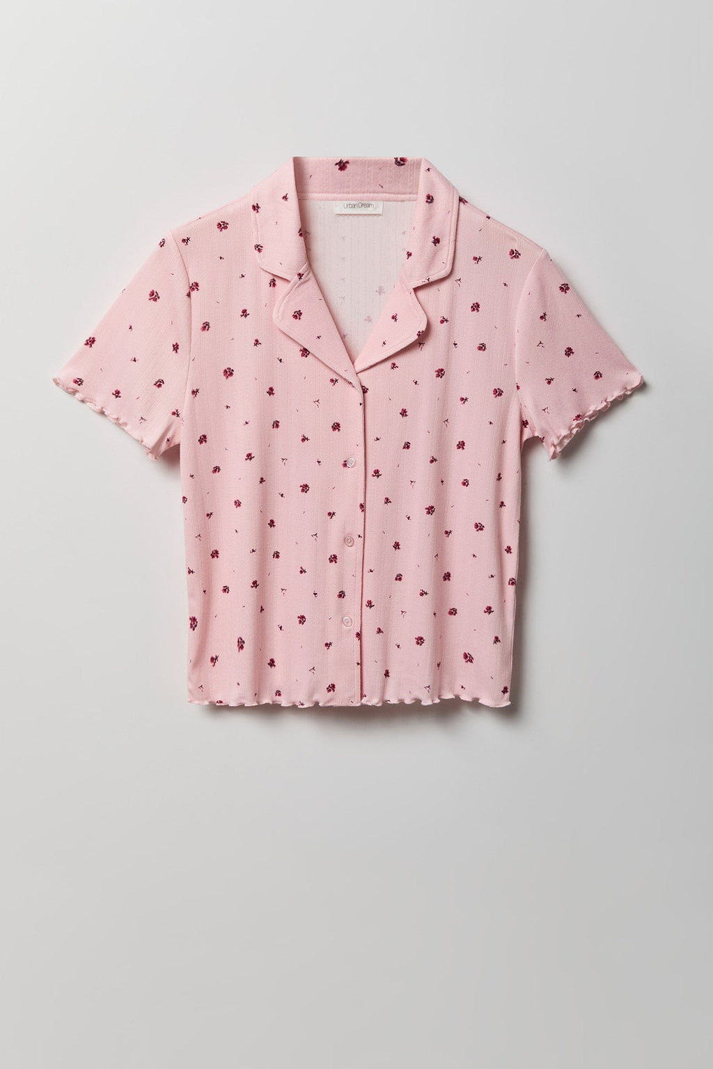 Pointelle Button-Up Top & Short Pajama Set
