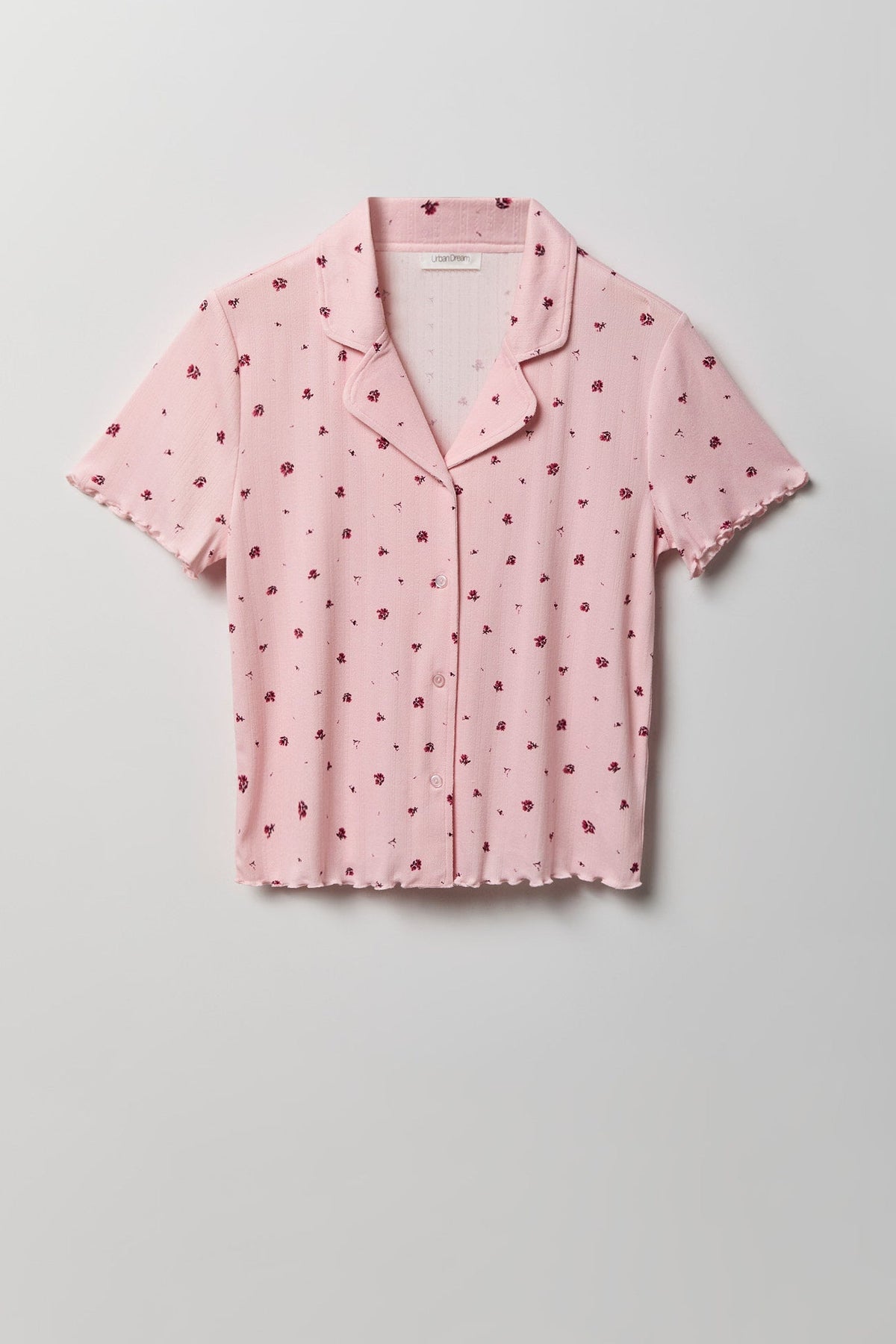 Pointelle Button-Up Top & Short Pajama Set