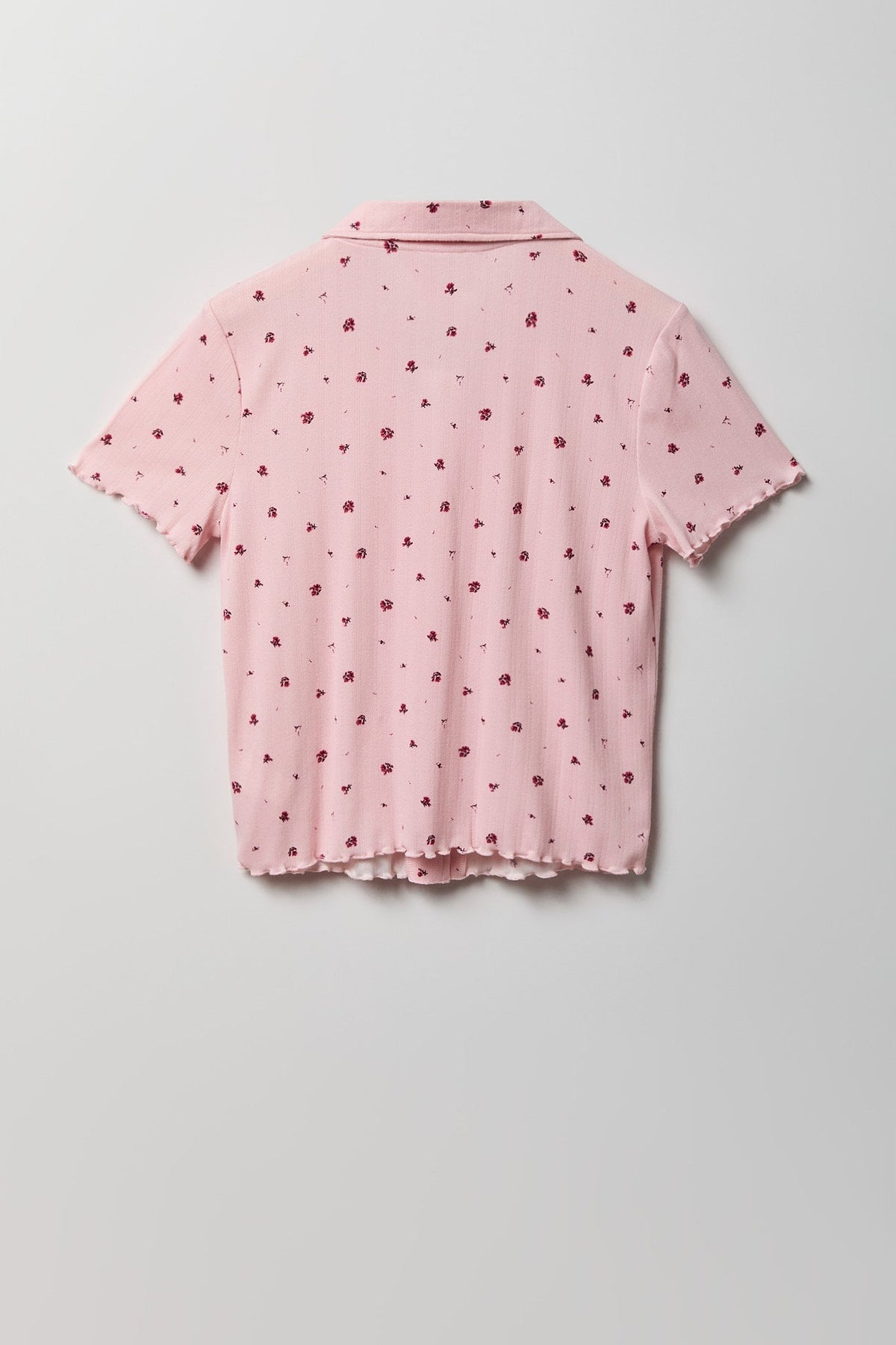Pointelle Button-Up Top & Short Pajama Set