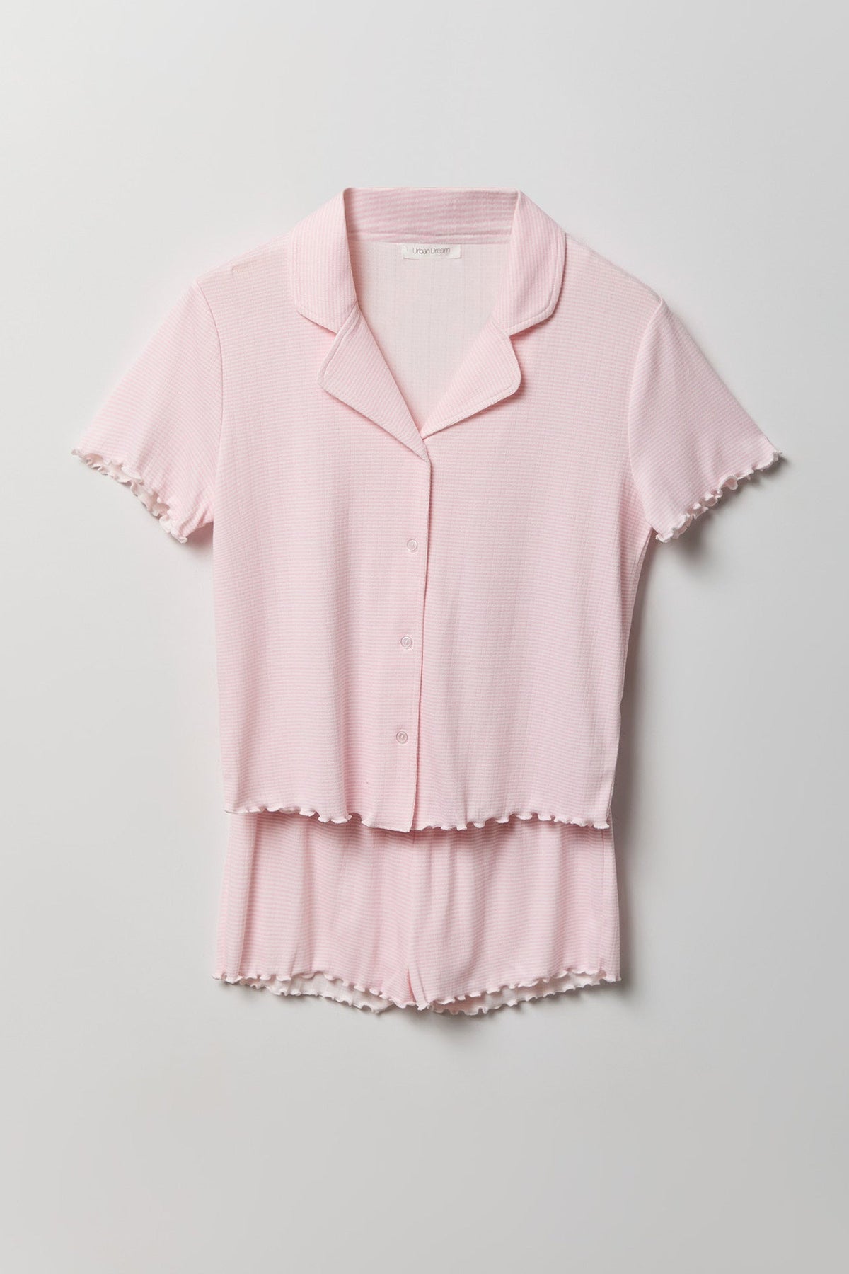 Pointelle Button-Up Top & Short Pajama Set