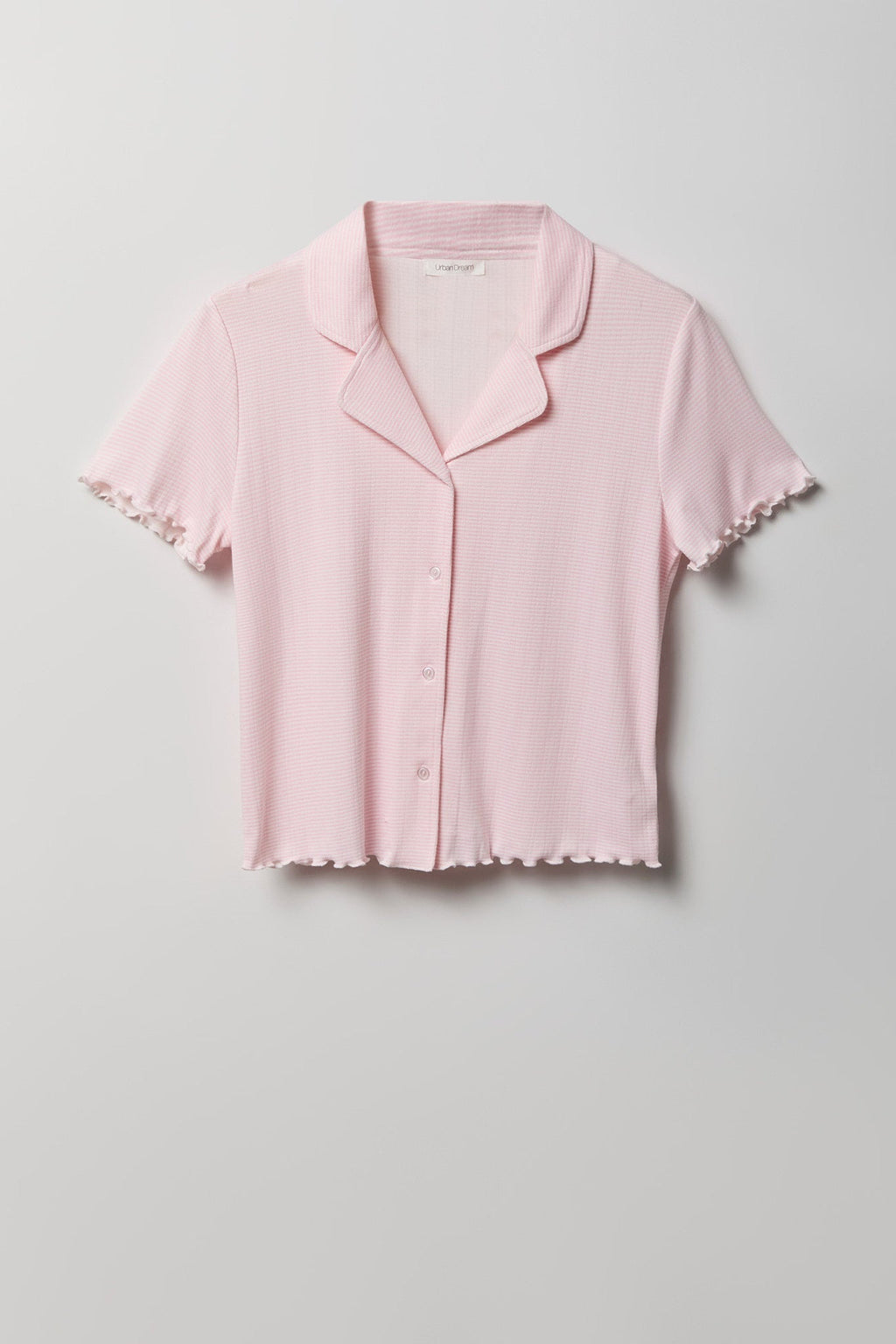 Pointelle Button-Up Top & Short Pajama Set