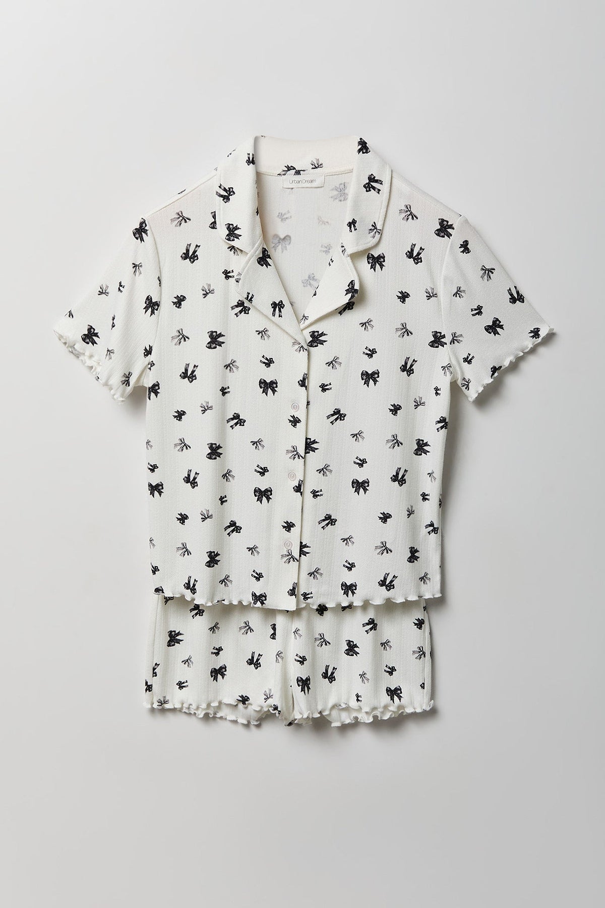 Pointelle Button-Up Top & Short Pajama Set