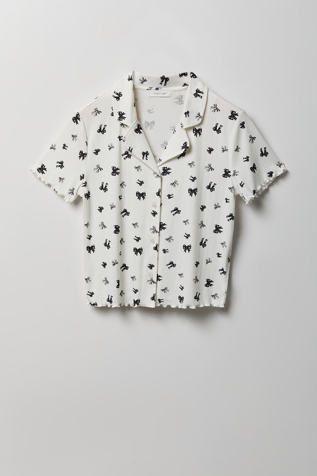 Pointelle Button-Up Top & Short Pajama Set
