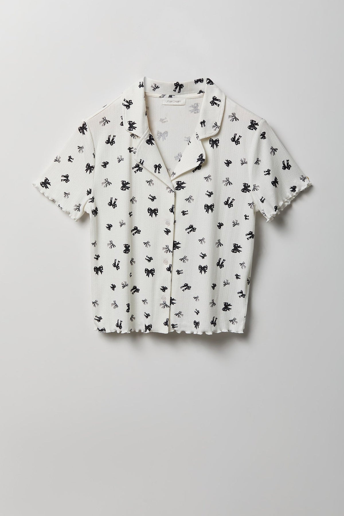 Pointelle Button-Up Top & Short Pajama Set
