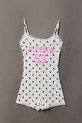 Playboy Graphic Lace Trim Romper
