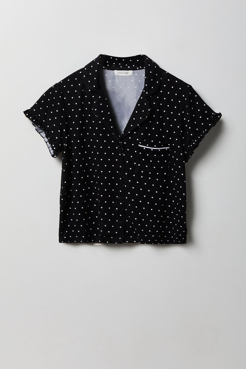 Ruffle Button-Up Top & Short Pajama Set