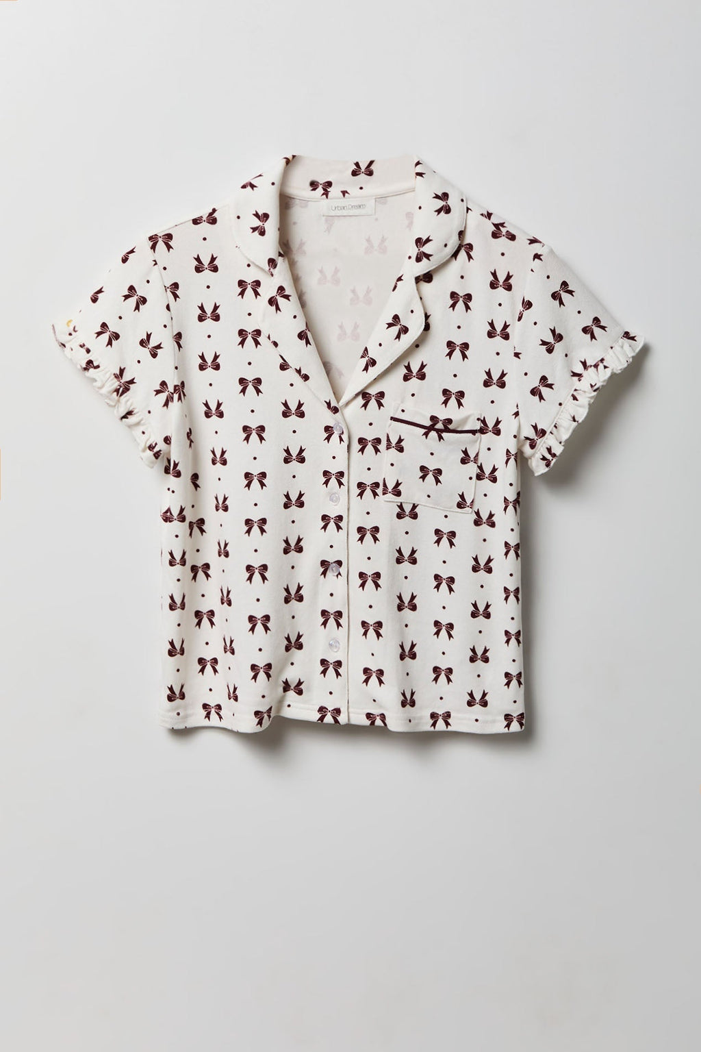 Ruffle Button-Up Top & Short Pajama Set