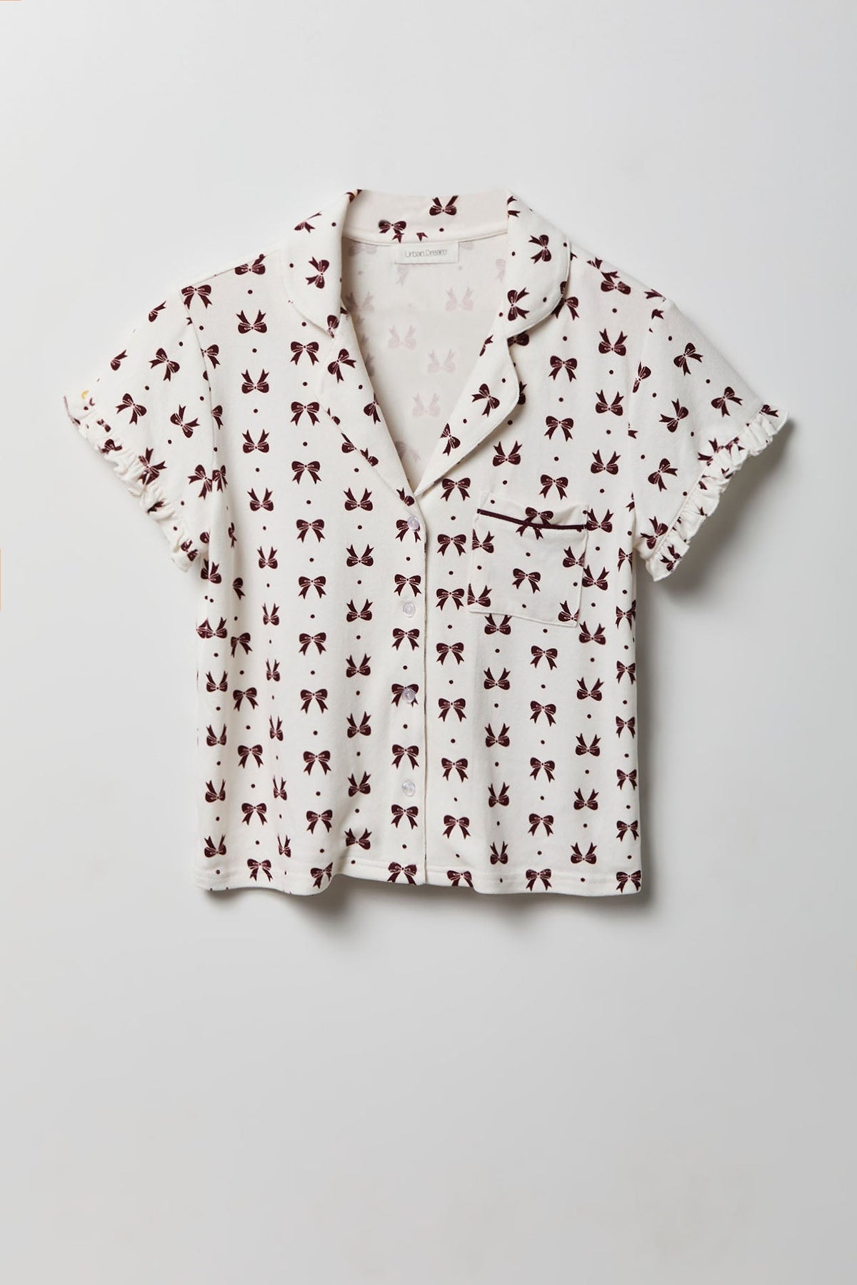 Ruffle Button-Up Top & Short Pajama Set