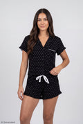 Ruffle Button-Up Top & Short Pajama Set